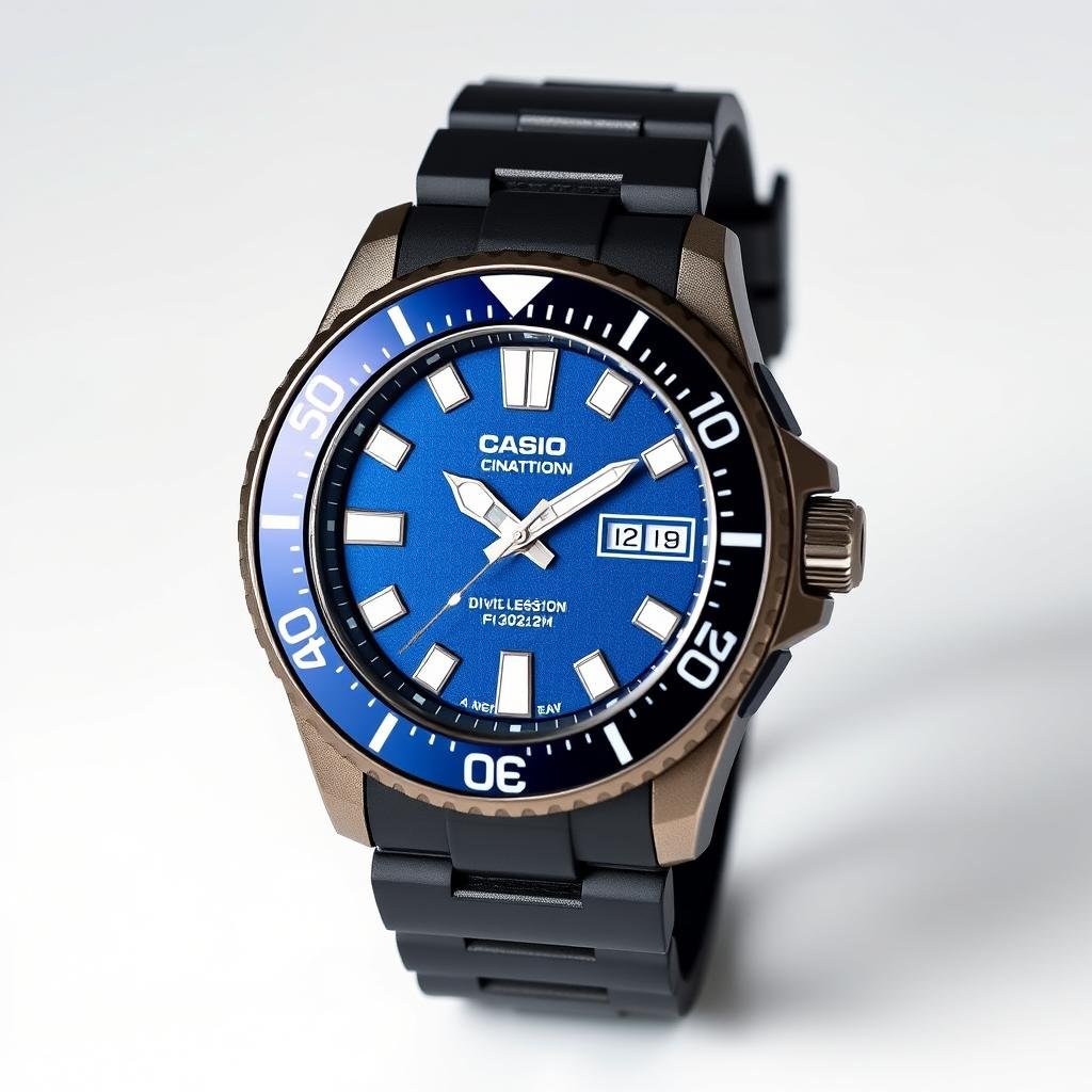 Casio MDV106B-2AV with blue dial and black resin band