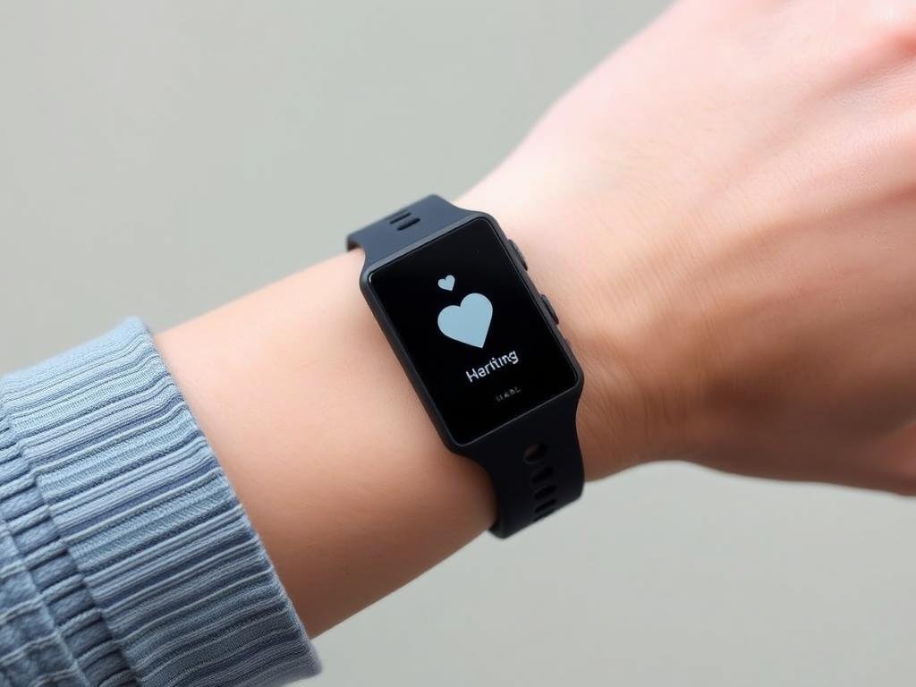 Garmin vívosmart 5 fitness tracker showing heart rate monitoring screen